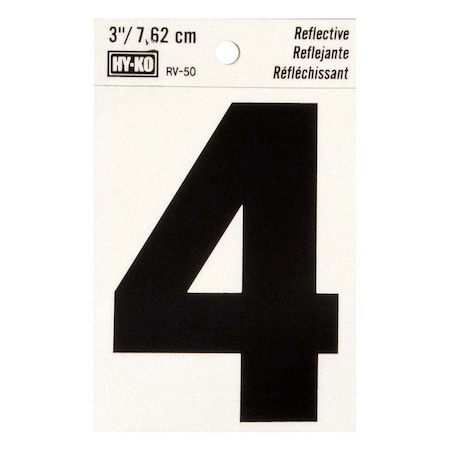 Hy-Ko 3In Reflective Number 4, 10PK B00445